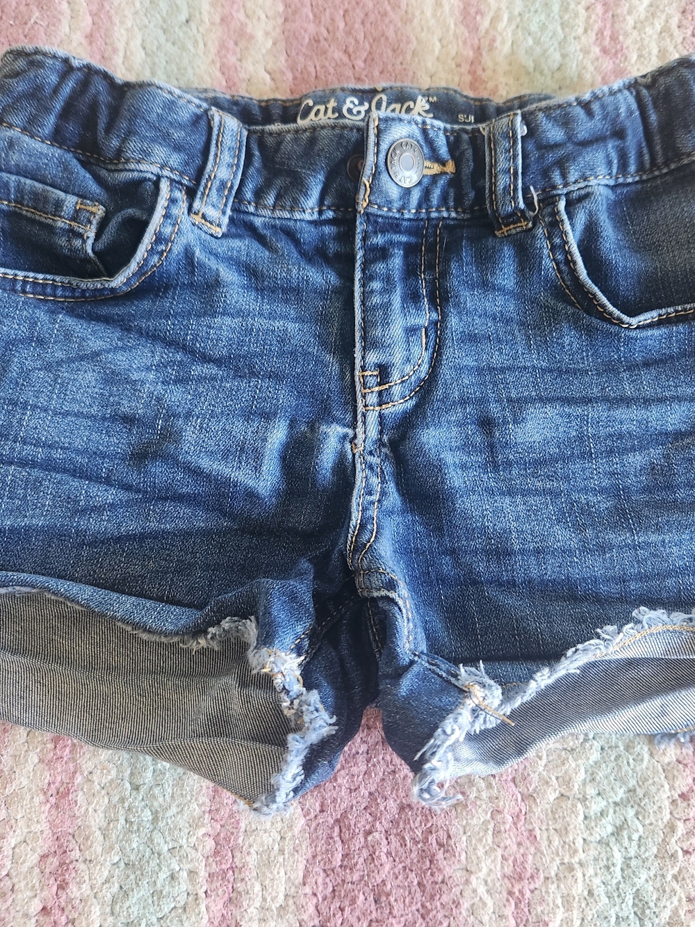 Cat & Jack Dark Blue Distressed Denim Cutoff Shorts